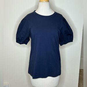 Derek Lam IO Crosby Navy Blue Puff Sleeve Women's Top Size M